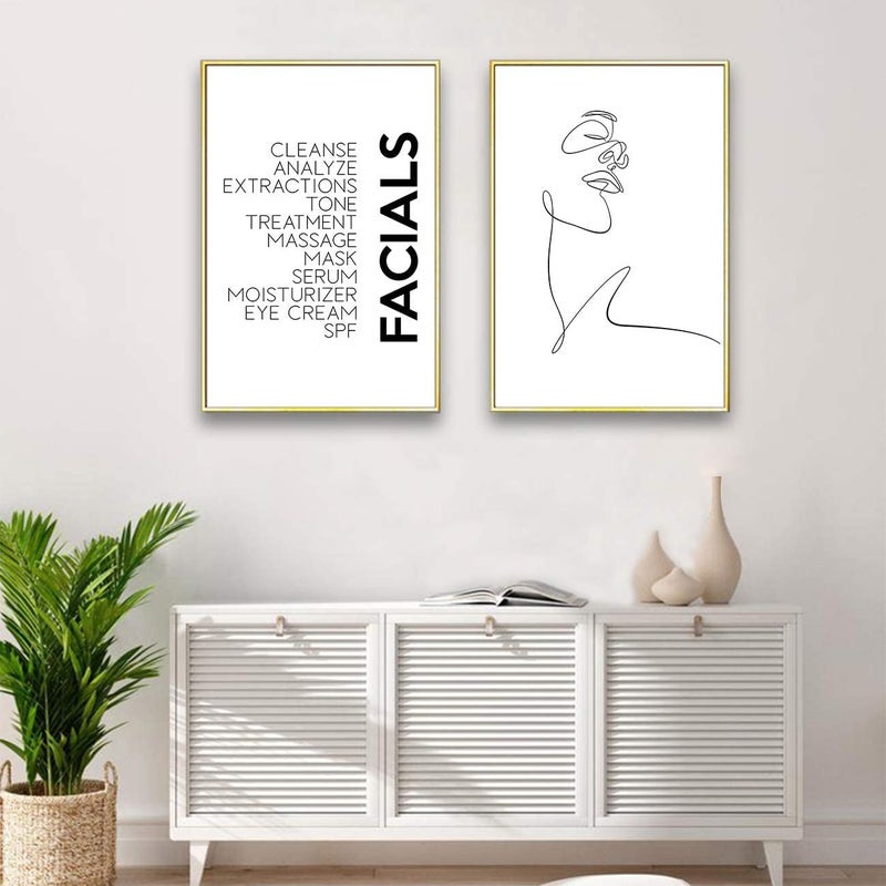 Ecyanlv Minimalist Line Art Print Facials Quotes Wall Art Black And White Canvas Print Spa Beauty Decor Woman Face Sketch One Line Drawing Art Painting Decor 16x24inch Unframed - Image 4
